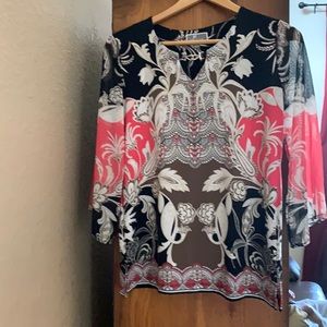 Ladies like new multi/colored blouse with embellishments around the neck